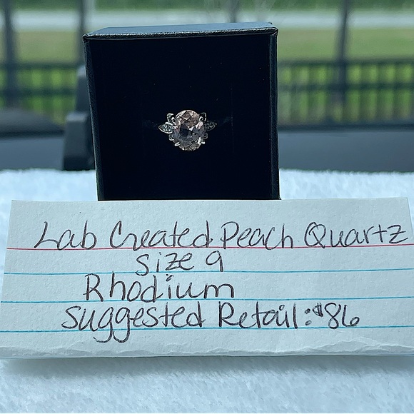 Size 9• Lab Created Peach Quartz•Rhodium Plated•Bomb Party - Picture 4 of 10